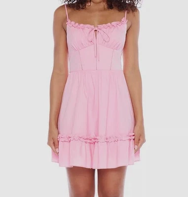Vestido sem mangas feminino B Darlin Juniors rosa com babado tamanho 11/12 - Imagem 1 de 3