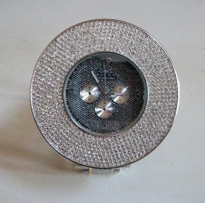 Reloj elegante de moda con esfera negra acabado plateado y dorado Bling Techno Pave para hombre Foto 1 de 4