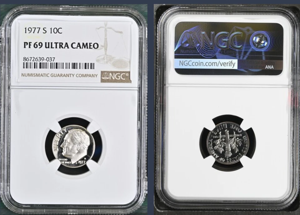 1977 S 10C Roosevelt Dime PF69 Ultra Cameo PR 69 NGC Certified *fresh slab* - Image 1 of 1