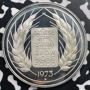 1973-B India 10 Rupees Lot#C1840 Large Silver! Proof! F.A.O. - Picture 1 of 2