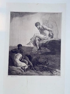 Rudolf Jettmar (Zawodzie near Tarnow 1869-1939 Vienna) Etching Byrons Kain - Picture 1 of 4