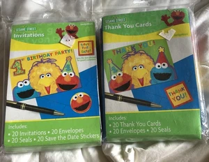 Sesame Street 1st Birthday Party Invitations & Thank You Cards 20 Count Each - Picture 1 of 6