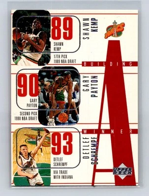 1996-97 Upper Deck #160 Shawn Kemp / Payton / Schrempf Seattle SuperSonics - Image 1 of 2