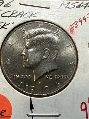 1996 P Kennedy Half Dollar Obverse Die Crack Error Cheek Nice Coin 3997 - Image 1 of 4