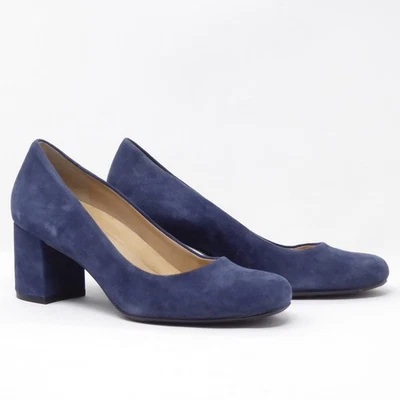 Naturalizer Womens Whitney Blue Suede Block Heel Pumps Size 6M Round Toe - Image 1 of 4