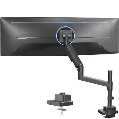 VIVO Black Heavy Duty Pneumatic Single Ultrawide Computer Monitor Arm Desk Mount - Image 1 of 4
