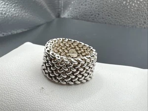 Burdick & Co. Sterling Silver Somerset Style Mesh Ring Size 8 Italy - Picture 1 of 4