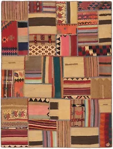Alfombra persa Kelim Patchwork tejida a mano 209x152 cm, alfombra, oriente, kilim, alfombra - Imagen 1 de 8