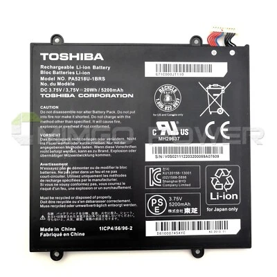 Nueva batería genuina PA5218U-1BRS para computadora portátil OEM para Toshiba Excite A204 AT10-B 20Wh Foto 1 de 2