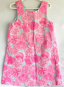 Tommy Bahama Girls Pink Blue Lined Seashell Sleeveless Dress Size 7 - Picture 1 of 3