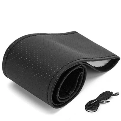 DIY Car Stitch PU Leather Steering Wheel Cover Needle Thread Anti-slip Protector - Image 1 of 4