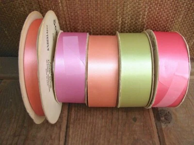 Vintage Florists Ribbon Trim Wide Narrow Pastel Mixed Colors Lot of 5 Rolls - Image 1 of 4