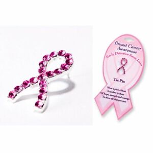 1pc Pink Ribbon Crystal Breast Cancer Awareness Tac Pin