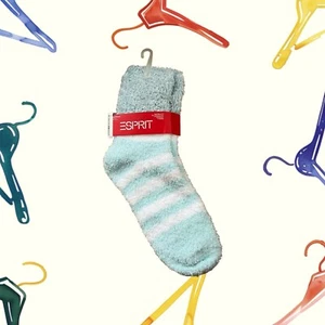 Esprit Baby Blue/White Super Soft Fuzzy Cozy Socks, Size 9-11 - Picture 1 of 4