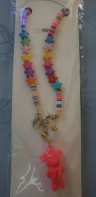 Beaded Star Face Mask Or Glasses Chain Lanyard Necklace Gummy Teddy Bear  - Image 1 of 4