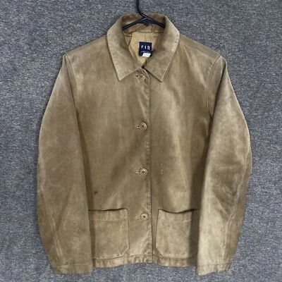 VTG Gap Suede Leather Jacket Size XS Brown Button Up - Image 1 of 4