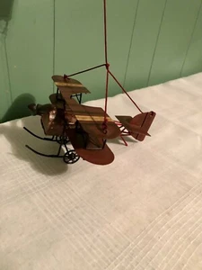 Airplane Bi-Plane Retro Decor Vintage Style Rustic Tin Metal Toy Plane Christmas - Picture 1 of 7