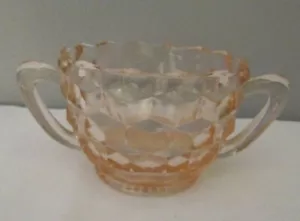 Vintage Depression Glass Pink Diamond Sugar Bowl Dish - Picture 1 of 6