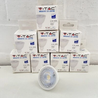 8 X VTAC SPOTLIGHT JOBLOT 6400K COOL WHITE LED GU5.3 450lm SAMSUNG 40W - Image 1 of 4