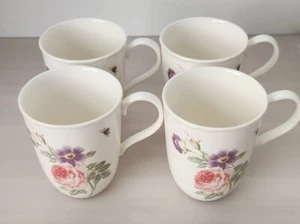 Set of Four Martha Stewart Floral & Bee Print Multicolor Mugs (P4) - Picture 1 of 18