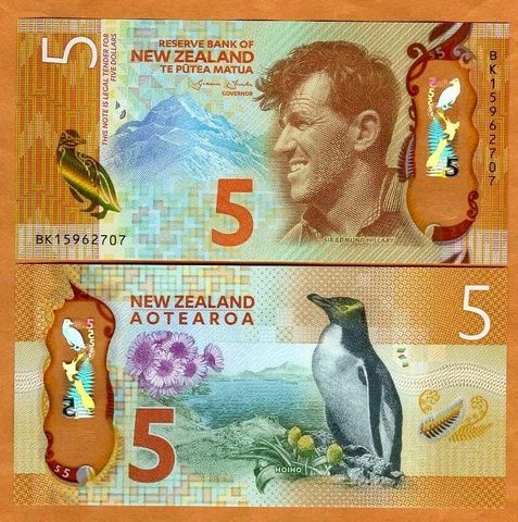 New Zealand, $5, 2015, Polymer, P-191, Redesigned, UNC Cover