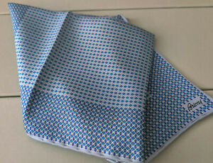 NWT $110 BRIONI Shades of Blue All Silk Pocket Square Italy