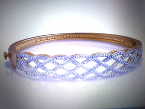 GENUINE DIAMOND BANGLE TENNIS BRACELET HINGE FITS SZ 7-8 + bonus w/p - Picture 1 of 2