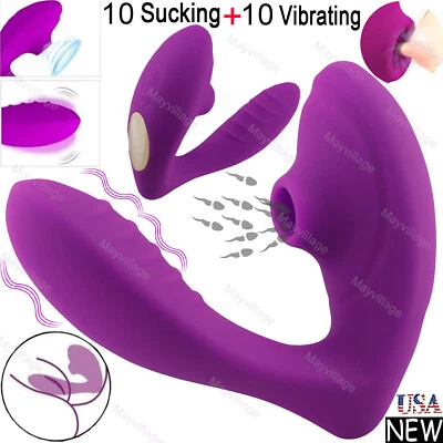 Sucking Vibrator Clit Sucker Dildo G spot Stimulator Massager Sex Toys For Women - Image 1 of 4