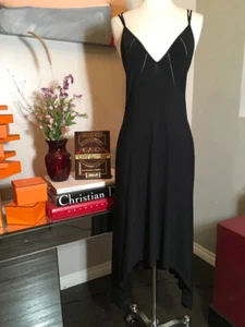 Faycal Amor Größe 8 schwarz Jersey Schrägschnitt Träger Kleid 2400-270-111120 - Bild 1 von 12