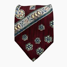 Mallory & Church Tie Mens Red Burgundy Floral and Leaf Motif Silk Neck Tie Offic