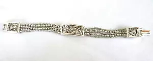 Signed Vintage NAPIER Silver-Plated Beads & Chains Bracelet 7.25 In - Picture 1 of 4