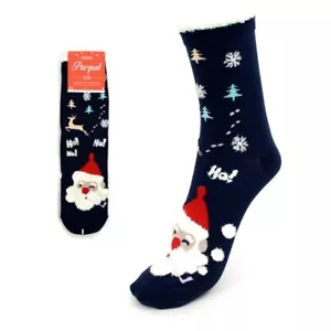 Women's Santa Christmas Novelty Casual Socks 1PR One Size STOCKING STUFFER! - Picture 1 of 4