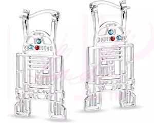 Orecchini Star Wars Chiusura a scatto Cosplay Acciaio Inox Argento Huggies R2-D2 - Foto 1 di 7