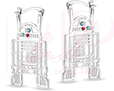 Pendiente Star Wars Cierre a Presión Cosplay Acero Inoxidable Plata Huggies R2-D2 Foto 1 de 4