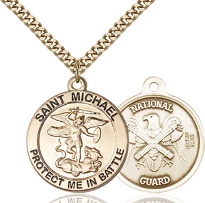 Collana Medaglia Cattolica Militare San Michele Arcangelo Nat' Oro 14K - Foto 1 di 1