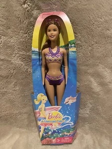 NIB BARBIE DOLL A MERMAID TALE BIKINI BRUNETTE W/ PURPLE STREAK 2011 W2899 - Picture 1 of 8