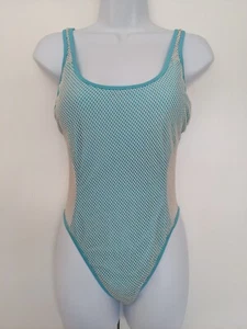 Kenneth Cole Rare Sample Mesh Sheer Cut Out Sexy turquoise blue swimsuit mailot - Picture 1 of 8