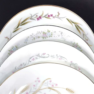 4 Vintage Mismatched China Soup Salad Bowls Soft Pink Mix and Match Granny - Picture 1 of 12