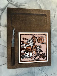 Vintage Tile Cheese Board with Knife Made In Japan HH - Picture 1 of 7
