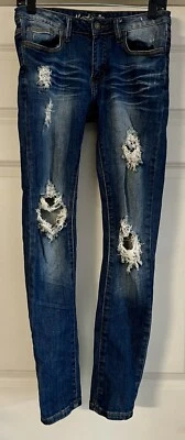 Machine Nouvelle Mode Distressed Size USA 29 Cotton Stretch Skinny Jeans  - Image 1 of 4
