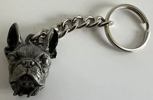 NUEVO LLAVERO CABEZA PERRO PELTRE BOSTON TERRIER METAL PLATEADO - Imagen 1 de 6