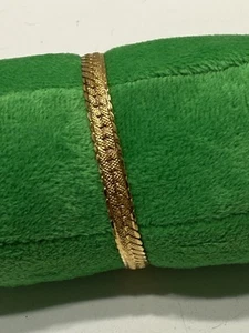 Trifari Vintage 7,5" geflochtenes Kettenarmband goldfarben Armband Boxverschluss - Bild 1 von 6