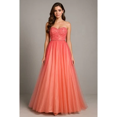 Vestido de baile feminino Y2K Deb 3/4 rosa babydoll ombre lantejoulas frisadas glam - Imagem 1 de 4