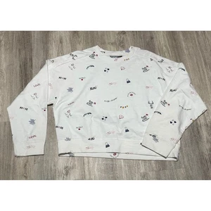 XOXO White Graphic Print Sweatshirt Long Sleeve Pullover Top - Women's Size L - Picture 1 of 6