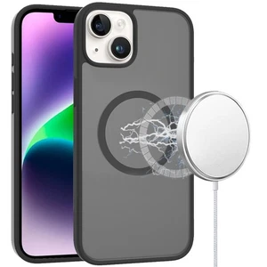 For iPhone 13/14 Case Magnetic Circle Soft Touch Translucent + Tempered Glass - Picture 1 of 21