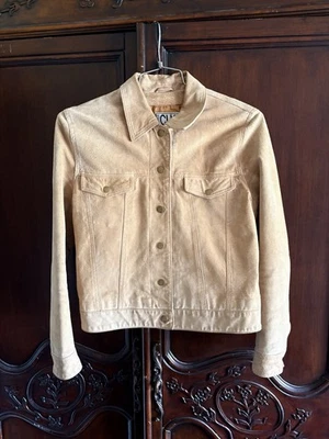 Chaqueta de cuero vintage de gamuza tostada Clio talla 6 Foto 1 de 4