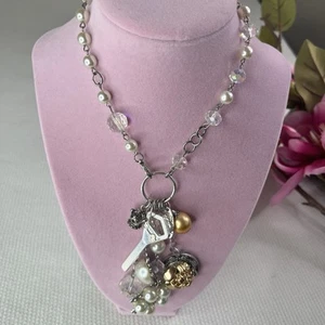 Plunder Design Jewelry Necklace Pearls Beaded Rhinestones Charms New Women’s - Picture 1 of 10