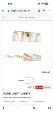 Magnolia Lightning Four Light Vanity in Aged Brass from the Prestige Collection - Image 1 of 3