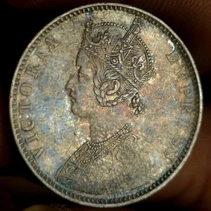 Lustrous British India Victoria Silver Rupee 1892 B Bombay Small Test Mark SR4 - Picture 1 of 5