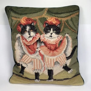 Vintage Handarbeit Pille Katze Tänzer Kabarett Cancan Samtrücken 13x12 - Bild 1 von 4